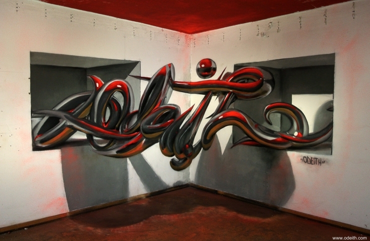 Sergio Odeith: Chrome tubes lettering standing 2 holes top red light Sergio Odeith: Chrome tubes lettering standing 2 holes top red light